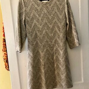 Chic Chevron Three Quarter Sleeve Dress in Gray